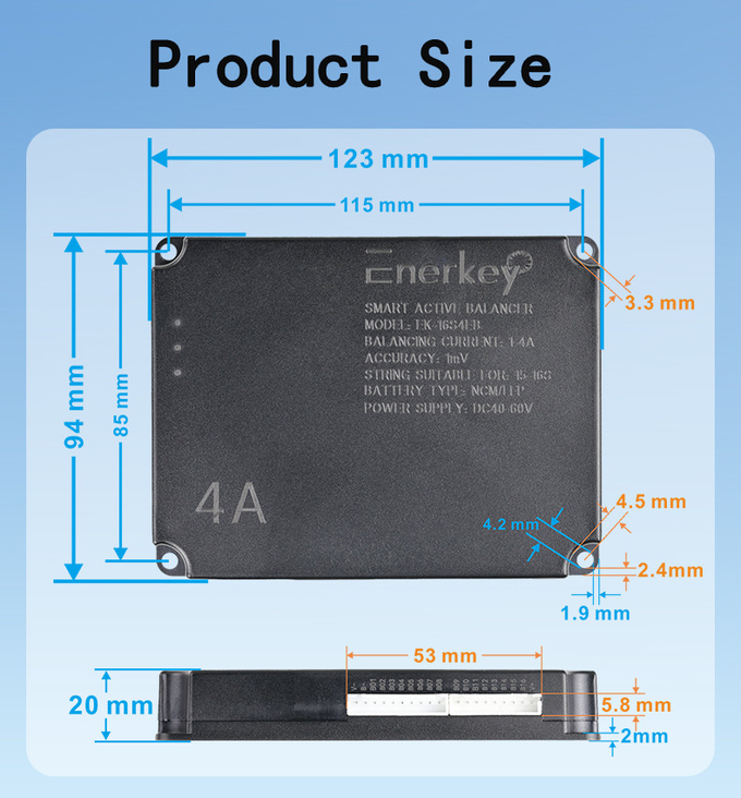 Enerkey 2A 4A Умный активный балансировщик 15S 16S Lifepo4 / Литий-ионный батарейный эквалайзер для электрического велосипеда