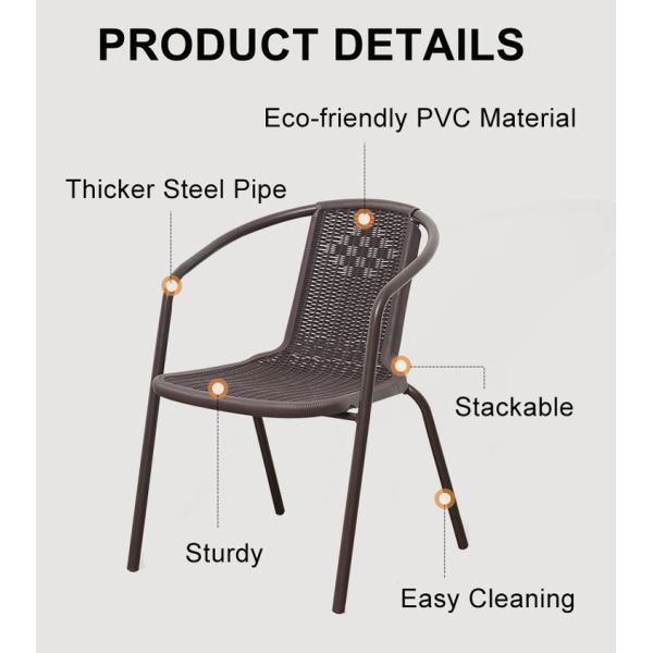 Patio Rattan Chairs Outdoor Rectangular Table Garden Dining Table and Chair Set