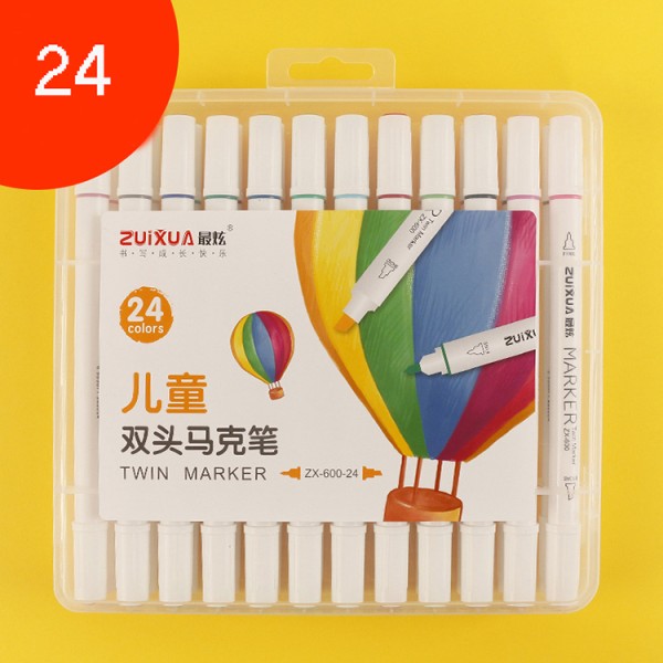24 Colors Bright Color Oil Based Double Headed Markers Oem Children Marker