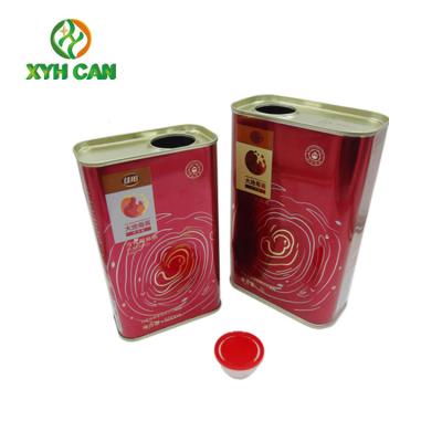 Tin Cans para latas de Olive Oil Recyclable Metal Retangular com embalagem exterior feita sob encomenda das tampas