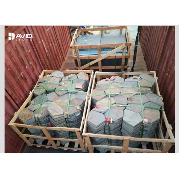 Rusty Yellow Slate Stepping Stones For Flooring , Outdoor Garden Slate Stones