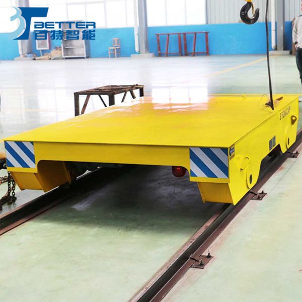 Materials Transport 20 Tons Rail Powered Transfer Cart Workshop Flat Bed Trailer