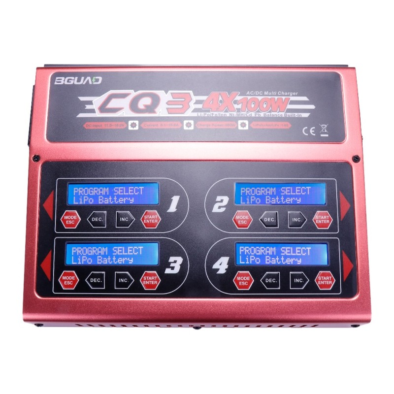 EV-PEAK CQ3 100W X 4 RC Multi-Function Smart Intelligent Balance Charger 4 Channel for UAV for Lipo LIHV LiFe NiMH Pd Batteries
