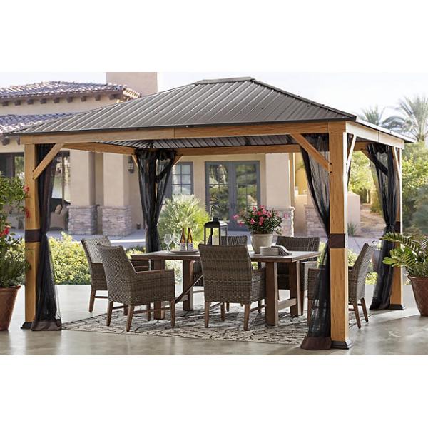 Gazebo con techo duro de aluminio y acero de 10 x 12