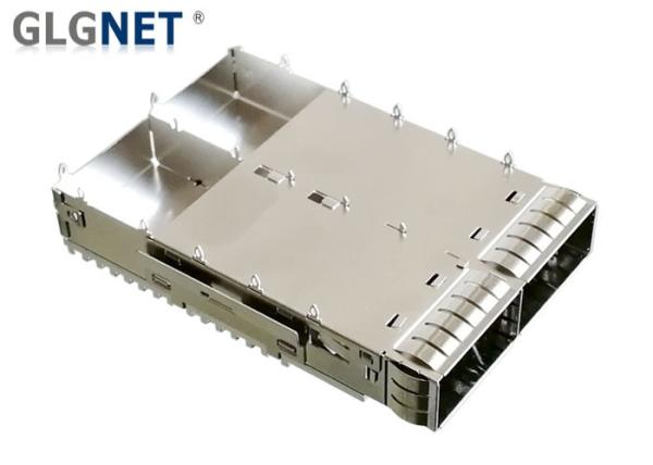 EMI Tabs One Piece QSFP28 Cage 1 X 2 Ganged Press Fit Mount For QSFP28 Optical Module