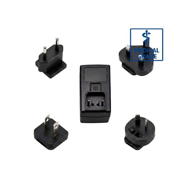 36W Isolated Medical AC/DC Power Supply, 2×MOPP & Interchangeable Plug, 12V 3A / 24V 1.5A