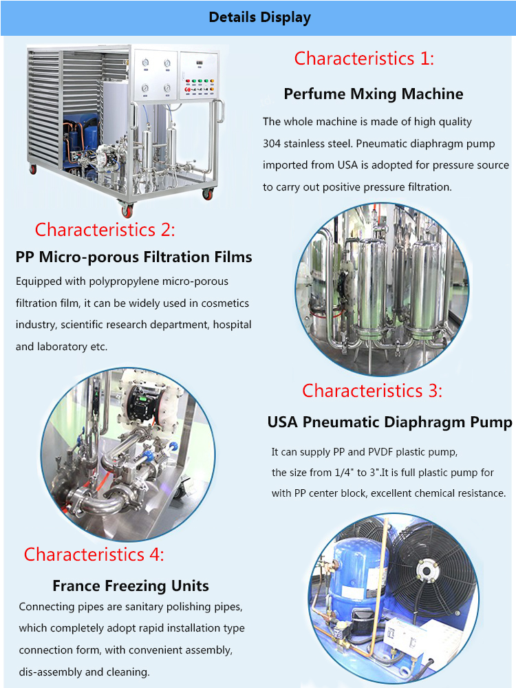 Perfume Mixing Machine 50L 100L 500L Stainless Steel Agitator Cooling Filter