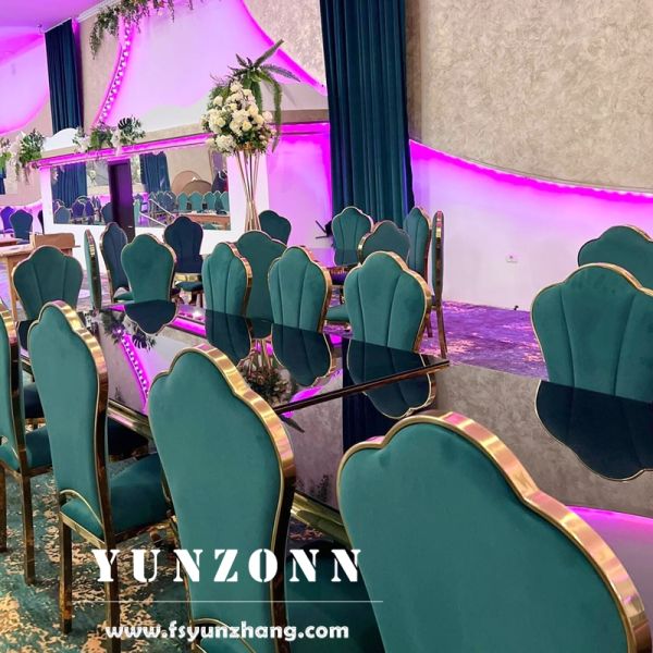 Best Selling Golden Stainless Steel Wedding Chairs Cheap Plum Blossom Hotel Banquet Chair for Outdoor Dining Hall Events