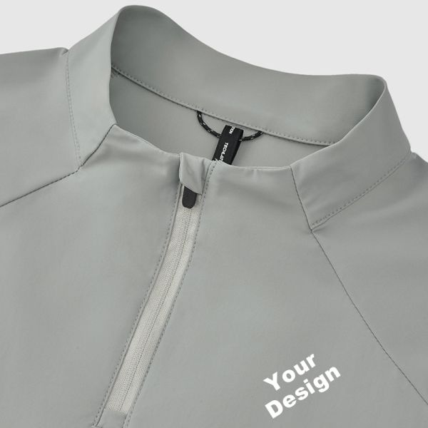 Men's Half Zip Raglan Cycling T-Shirt, Quick Dry Ice Feel Nylon Spandex Athletic Top, OEM Custom Logo & Private Label Service Available