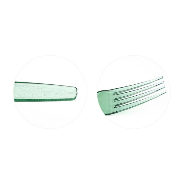 100pcs/box Heavy Duty Disposable Forks Clear Green Plastic Silverware for Production