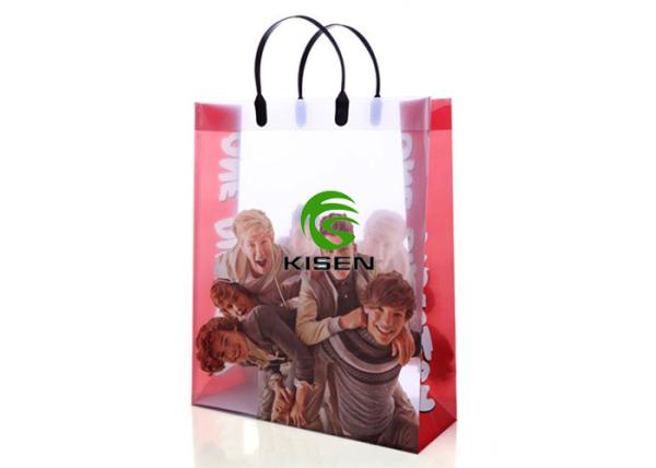 Clear Handled Gift PE Plastic Bag For Shopping Gravure Printing Custom Size