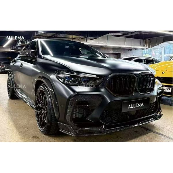 For BMW X6M Dry Carbon Fiber Body Kit X6M Aulena-style Front Lip Diffuser Spoiler Hood Wheel Arch X6M Wide-body Kit