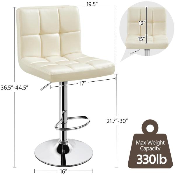 Modern Bar Furniture ALINUNU Swivel PU Leather Chair for Adjustable Height Barstools