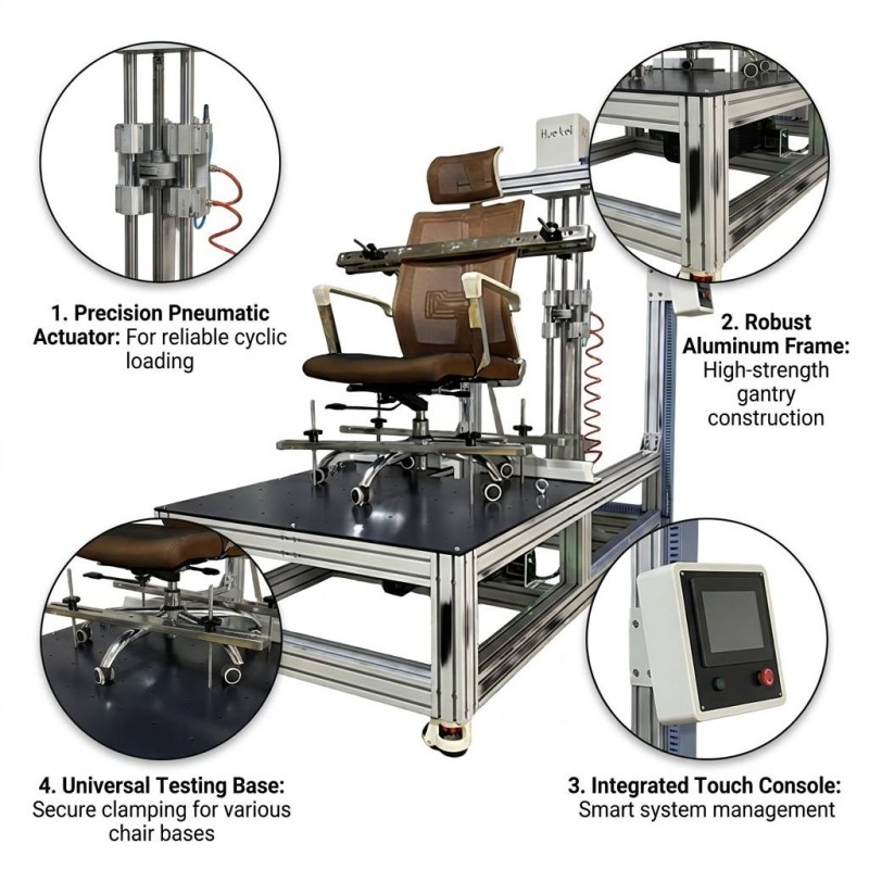 Office Chair Backrest Reciprocating Pull Fatigue Tester Chair Back Durability Testing Machine Comply With BIFMA EN Standard