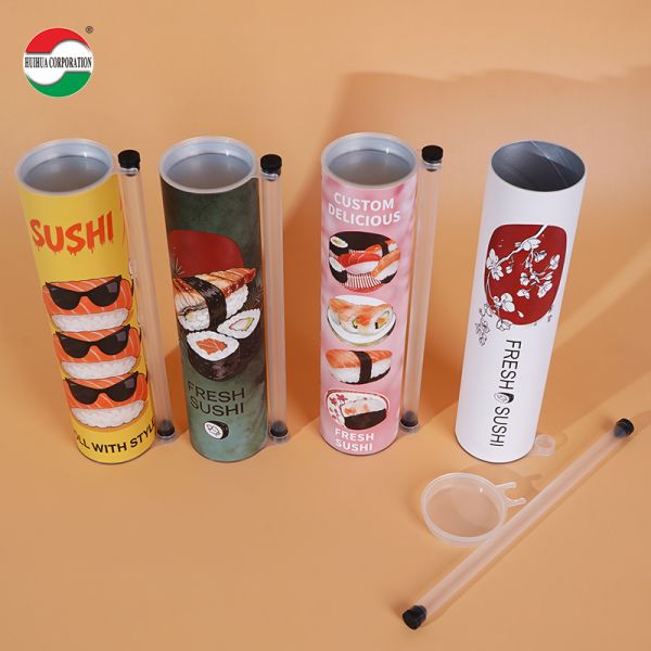Custom Size Sushi Push Pop Container Food Grade Paper Cylinder Push Tube Packaging for Snacks Custom Design