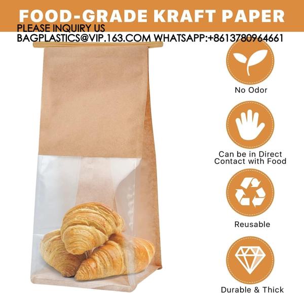 Bakery Bags With Window Cookie Bags For Packaging Candy Bags Treat Bags, Popcorn, Coffee Bags Resealable
