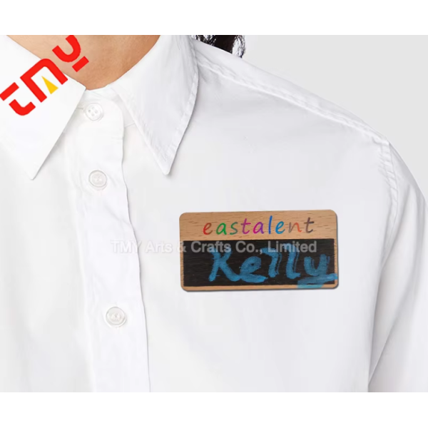 Custom Printed Wood Blackboard Name Badges Chalkboard Tag For Business & Events