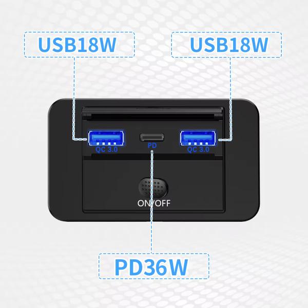 2 paquets de 36 W QC3.0 RV double port prise de recharge USB pour bateaux et camions