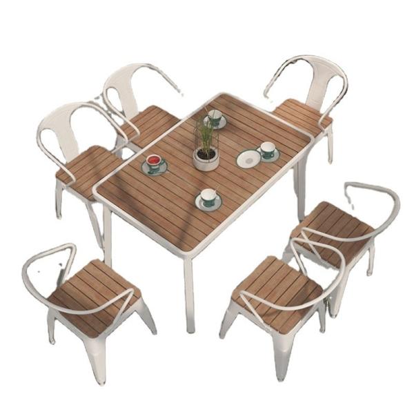 Outdoor Wood Dinning Table and Chair Set in Modern Style for Garden Furniture