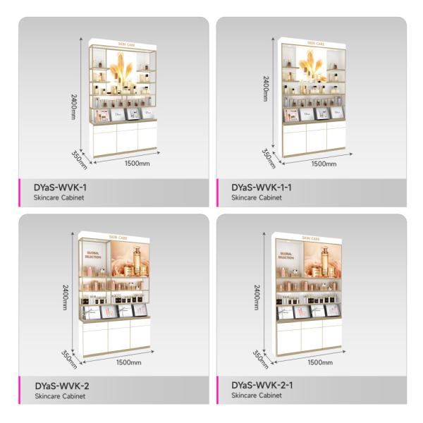 Makeup Store Cabinet White Wooden Skincare Cabinet With Light Box For Visual Merchandising Store Display And Cost-Effective Store Shelf