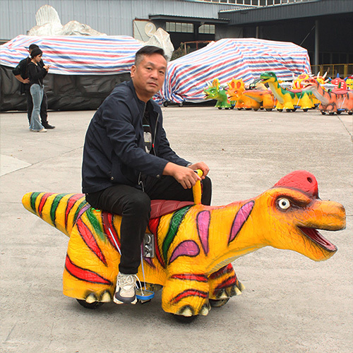 Cartoon Battery Cart Animatronic Electric Dinosaur Ride On Coin Operated