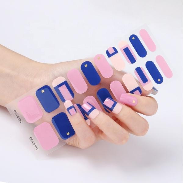 Competitive Price Pink Marble Nail Polish Strips Nail Stickers Custom Make Bling Hot Girl Nail Decal Manufacturer From China