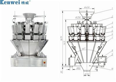 14 pesador da cabeça 50P/M Screw Feeding Multihead para produtos pegajosos