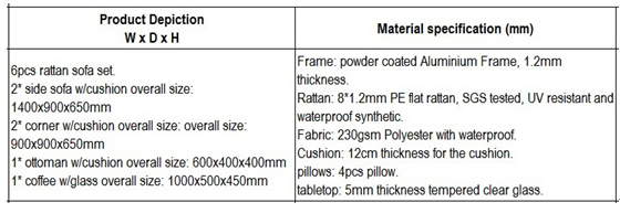 6pc PE rattan beach sofas