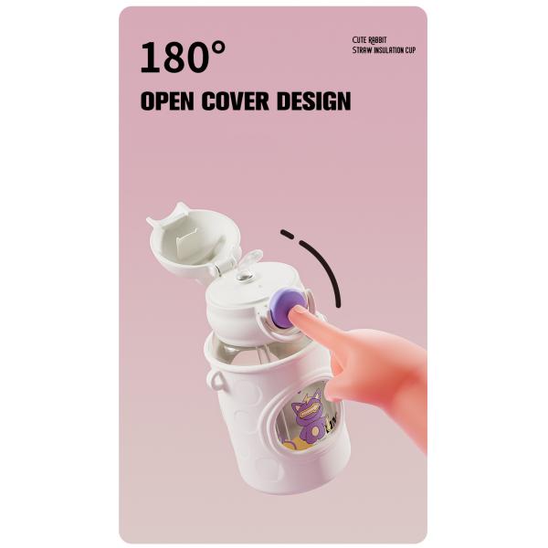 Kids School Water Bottle with Cartoon Design Strap and Thermal Insulation Performance