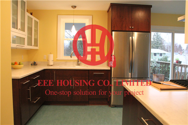 Customized Modern Laminated Wood Grain Color Kitchen Cabinet with Excellent Design and Quality