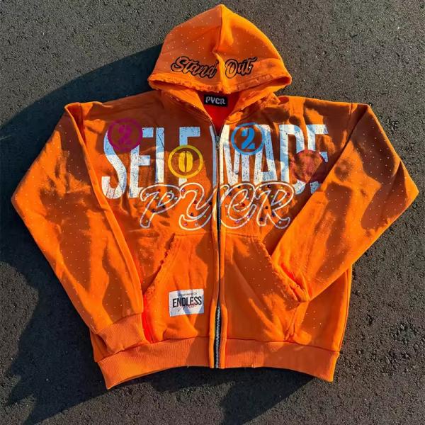 Bordado personalizado Rideo de la pantalla Logotipo de huella con sudadera con capucha unisex con capucha de algodón de algodón orgánico