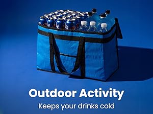 Insulated Cooler Bag And Food Warmer (3XL, 2 Pack) For Food Delivery & Grocery Shopping With Zippered Top, Black