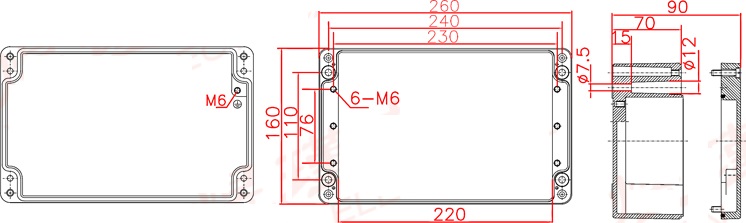 распределительная коробка металла 260x160x90mm внешняя водоустойчивая