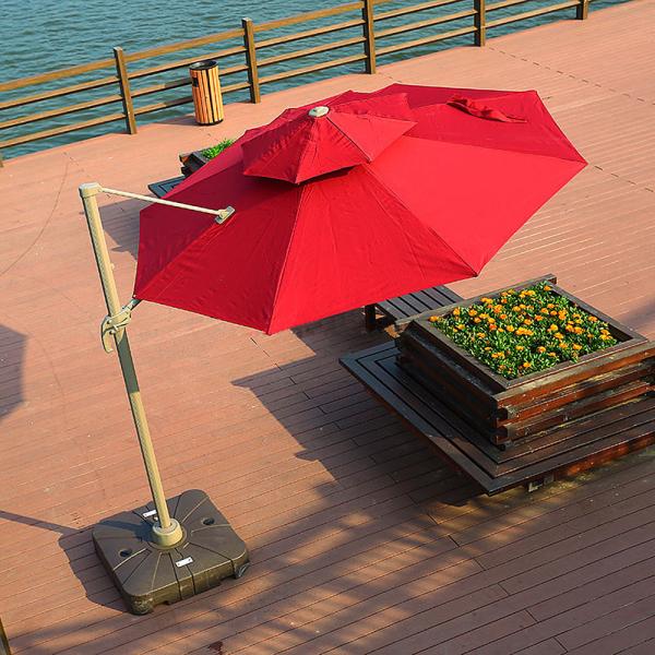 Modern Design Aluminum Pole Outdoor Sun LED Light Patio Roma Parasol for Garden Shade