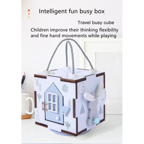 Montessori Intellectual Wooden Six In One Busy Board Cube Hand On Ability Training