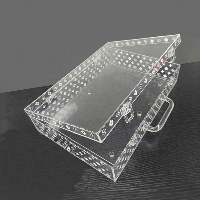 Large Capacity Printed Suitcase Plastic Storage Box Durable Transparent Storage Box with Handle Lock