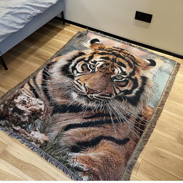 Y-Z Tiger Tapestry Cozy Sofa Cover Afghan Blankets Bohemian Cotton Picnic Rug Blanket