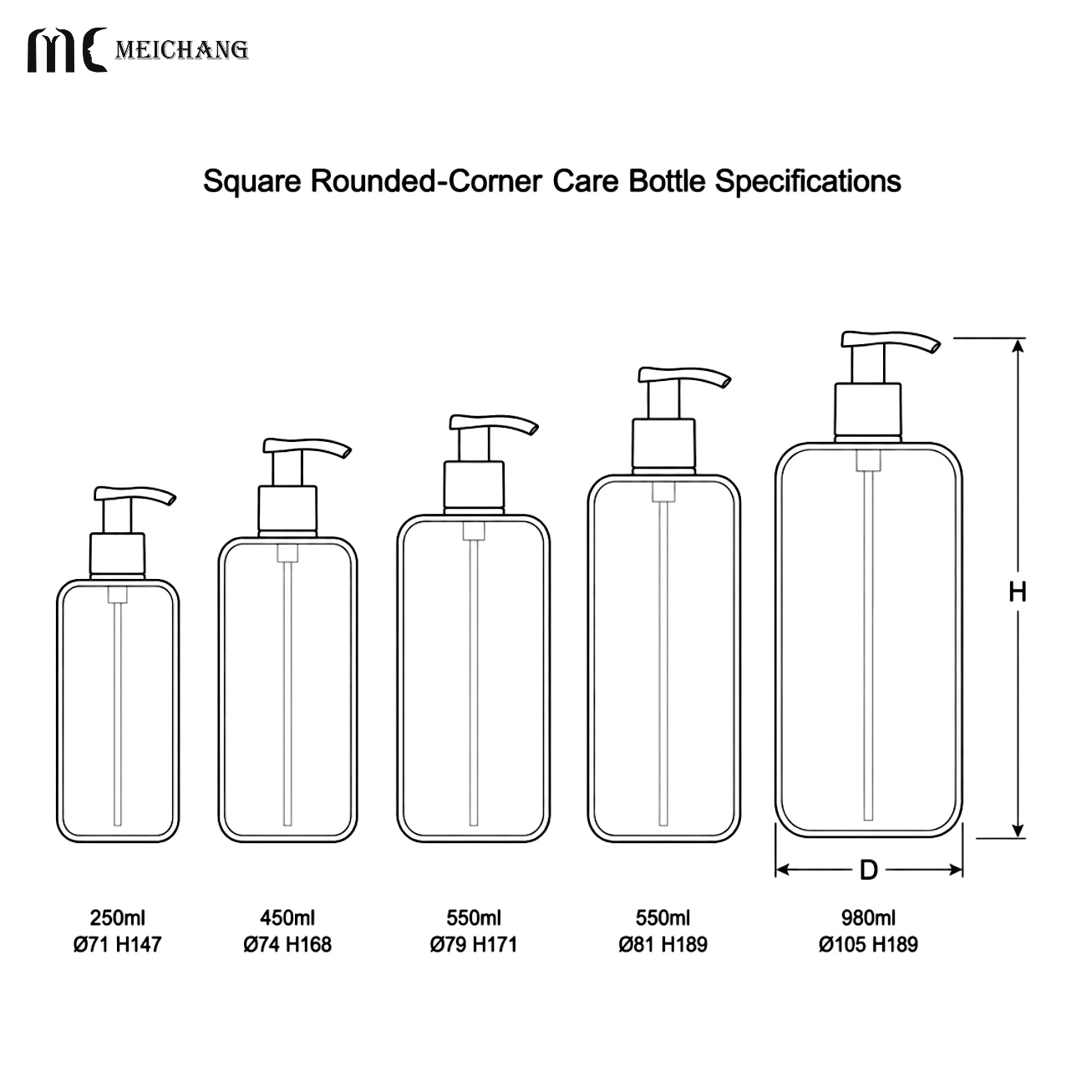 250ml/450ml/550ml/980ml Biodegradable PE Lotion Pump Bottle for Sunscreen & Body Care(MC-443)