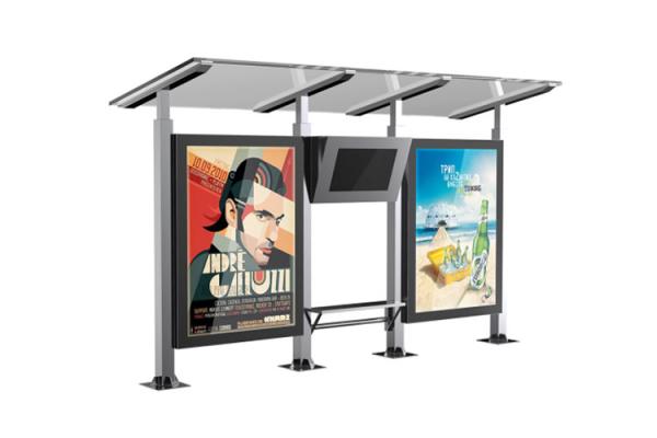 Light Weight Stainless Steel Bus Stop Canopy Tempered Glass Material Easy Install