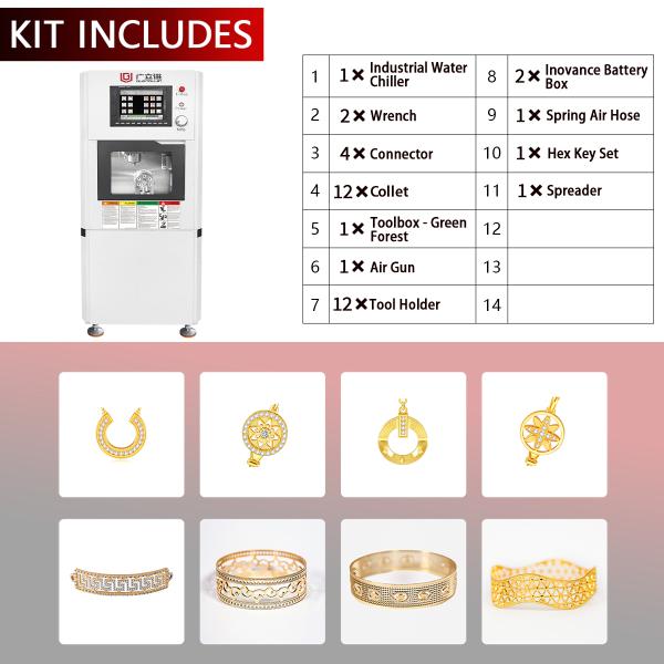 G5-220 Micro Five-Axis Engraving And Milling Machine 0.5 Tons Body Weight Five Axis Jewelry Carving Machine Including ISO 10 T11 Tool Holder and ER 11 Collet Chuck Ideal for Jewelry Crafting
