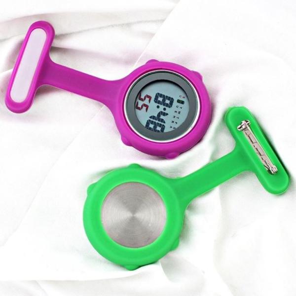 Silicone Strap Brooch Watches For Nurses Dustproof Eco Friendly Portable