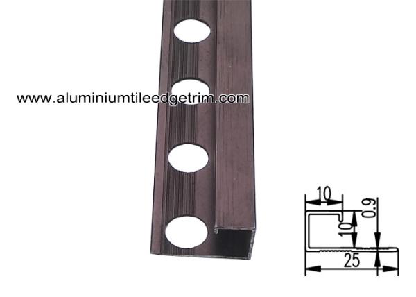 Flat Edge Aluminium Bathroom External Corner Tile Trim With Brushed Brown