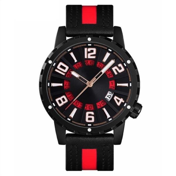 Quartz Movement Casual Calendar Leather Watch Zinc Alloy Mens Chronograph Watches