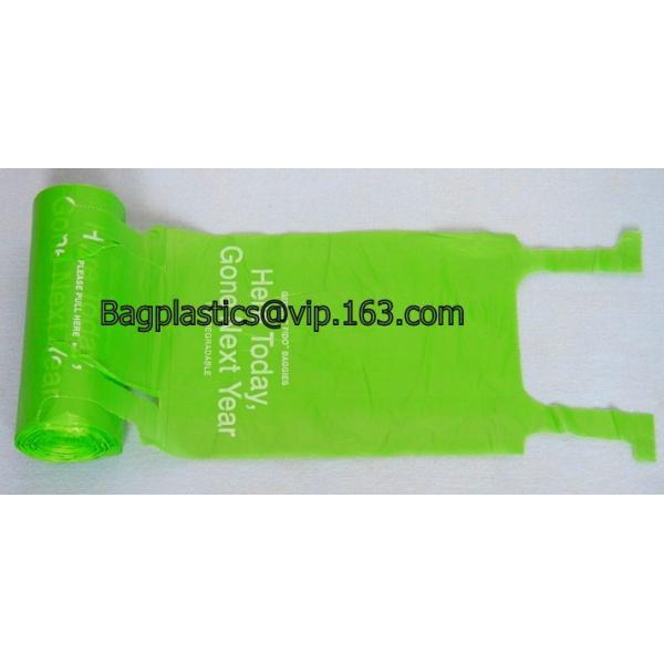 Kitchen Handle-Tie Trash Bags,Recyclable Plastic Shopping Bags With Flat Bottoms,Reusable Grocery Shopping Bags, Bagease