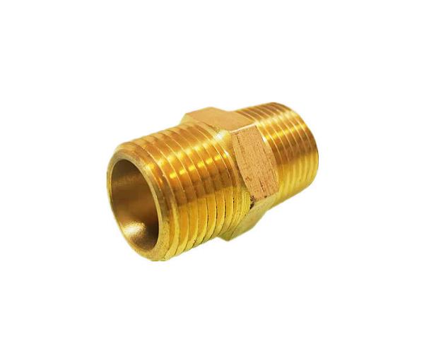 1/2 X 1/2 Brass Hex Nipple , 250F Npt Male Thread Brass Fittings Connector Pipe Adapter