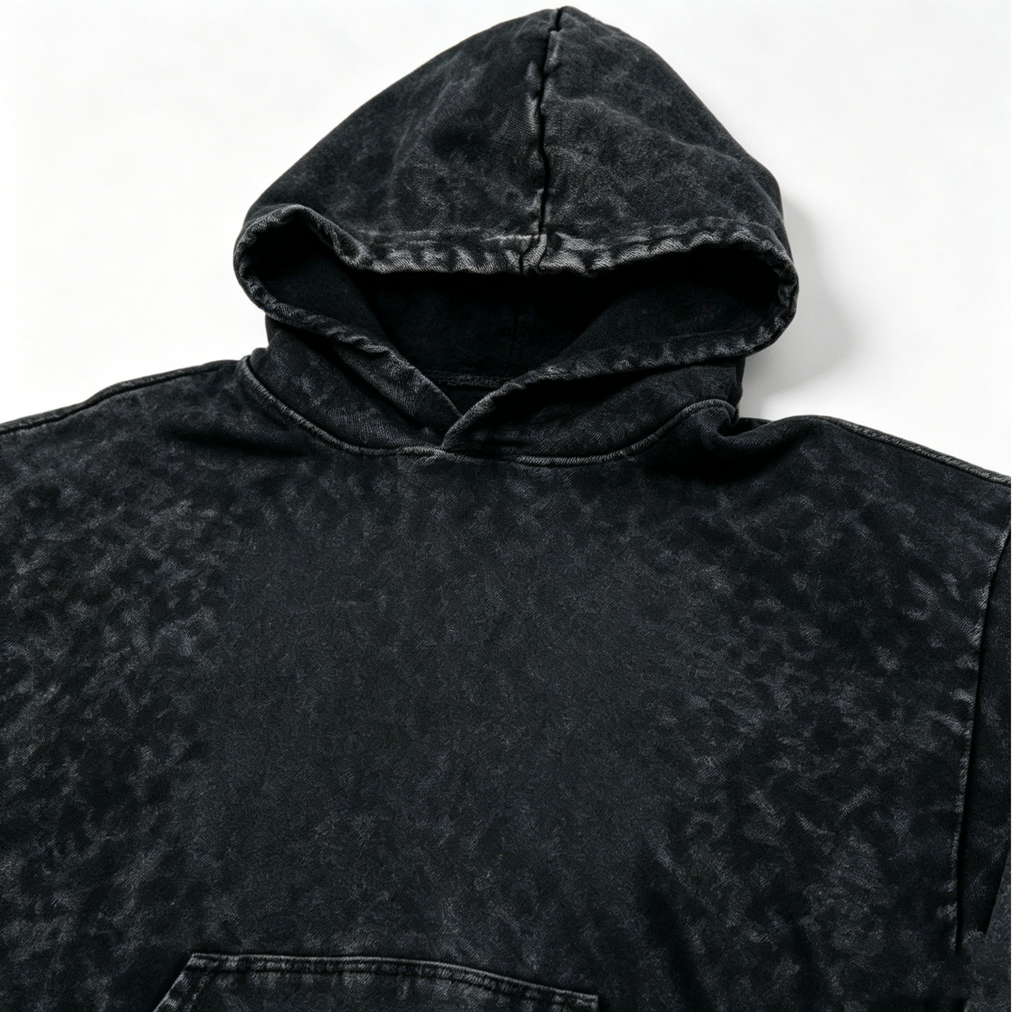 Oversized Stone Wash Hoodies Long Sleeve Snow Wash Hoodie Black