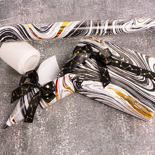 Christmas Box Decoration Black Wrapping Paper Roll with Wood Pulp and Party Packaging