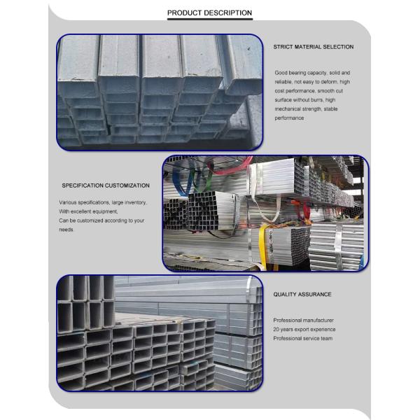 Z275-Z600 Coating Galvanized Square Rectangular Pipe for Hollow Section Structure and High Durability