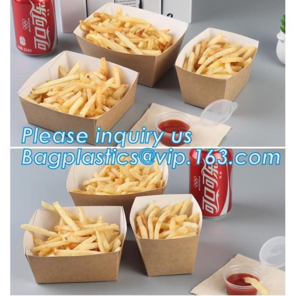 Disposable brown kraft paper boat paper food tray,Latest design food grade cardboard food fold paper boat trays bagease