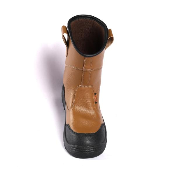 Желтый цвет Шнурки подскальзывают Противоскользящий резка стальной пальцы ног Раздел коровьей кожи ПУ подошвы защитных обуви